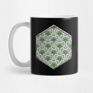 Geometric Art Deco Alternating Leaf Scale Pattern in Green n.077 Mug